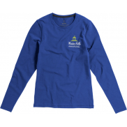 Damski T-shirt organiczny Ponoka z długim rękawem, xxl, niebieski