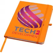 Teak notatnik A5 z twardą okładką z materiałów z recyklingu i stronami w linie, pomarańczowy