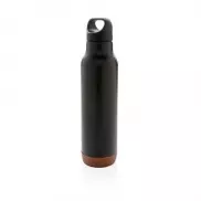 Butelka termiczna 600 ml z korkowym elementem - czarny