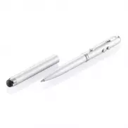 Długopis 4 w 1, touch pen, wskaźnik laserowy, latarka - srebrny