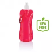 Składana butelka sportowa 400 ml z karabińczykiem - czerwony, biały