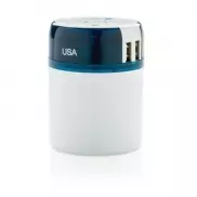 Uniwersalna ładowarka, adapter podróżny Travel Blue z USB - biały