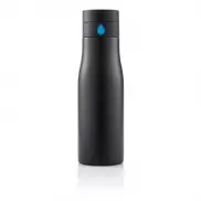 Butelka sportowa 650 ml Aqua, monitorująca ilość wypitej wody - czarny, niebieski