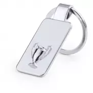 Prostokątny brelok do kluczy z motywem sportowym - srebrny