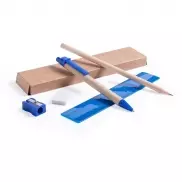 Zestaw szkolny, piórnik, ołówek, długopis, linijka, gumka i temperówka | Tobias - granatowy
