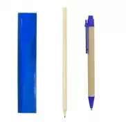 Zestaw szkolny, piórnik, ołówek, długopis, linijka, gumka i temperówka | Tobias - granatowy