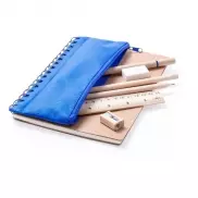 Zestaw szkolny, piórnik, 2 ołówki, długopis, notatnik, linijka, gumka i temperówka - granatowy