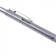Długopis wielofunkcyjny, touch pen, linijka, poziomica - srebrny