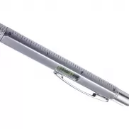 Długopis wielofunkcyjny, touch pen, linijka, poziomica - srebrny