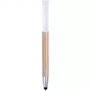 Bambusowy długopis, touch pen, stojak na telefon - biały