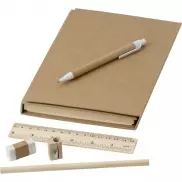 Teczka konferencyjna, notatnik, linijka, długopis, ołówki, temperówka, gumka do mazania, karteczki samoprzylepne - brązowy