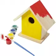 Domek dla ptaków do malowania, farbki i pędzelek - drewno
