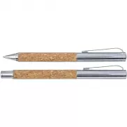 Korkowy zestaw piśmienny, długopis i pióro kulkowe - jasnobrązowy