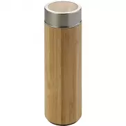 Bambusowy termos 420 ml, posiada sitko zatrzymujące fusy - jasnobrązowy