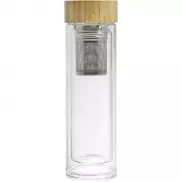 Szklany termos 420 ml, posiada sitko zatrzymujące fusy - jasnobrązowy