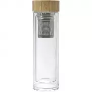 Szklany termos 420 ml, posiada sitko zatrzymujące fusy - jasnobrązowy