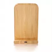 Bambusowa ładowarka bezprzewodowa 10W B'RIGHT, stojak na telefon | Wilder - drewno