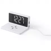 Ładowarka bezprzewodowa 5W, zegar na biurko z budzikiem - biały
