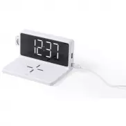 Ładowarka bezprzewodowa 5W, zegar na biurko z budzikiem - biały