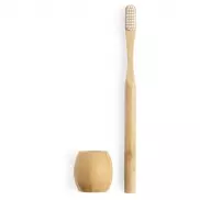 Bambusowa szczoteczka do zębów ze stojakiem - brązowy