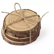 Zestaw drewnianych podkładek pod kubek, 4 szt. - brązowy