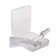 Zestaw w pudełku, pojemnik na płyn do dezynfekcji, maseczka wielokrotnego użytku z miejscem na filtr i jonami srebra - biały