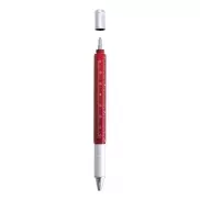 Długopis wielofunkcyjny, linijka, poziomica, śrubokręt - czerwony