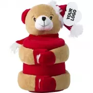Pluszak z kocem polarowym - brązowo-czerwony