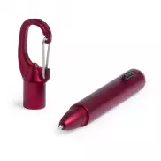 Latarka 1 LED, długopis i karabińczyk - czerwony