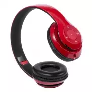 Składane bezprzewodowe słuchawki nauszne, radio - czerwony