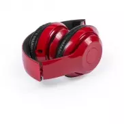 Składane bezprzewodowe słuchawki nauszne, radio - czerwony