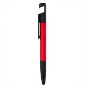 Długopis wielofunkcyjny, czyścik do ekranu, linijka, stojak na telefon, touch pen, śrubokręty - czerwony