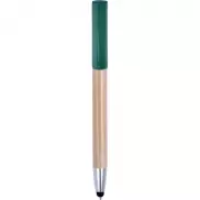 Bambusowy długopis, touch pen, stojak na telefon - zielony