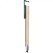 Bambusowy długopis, touch pen, stojak na telefon - zielony