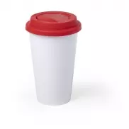 Ceramiczny kubek podróżny 400 ml - czerwony