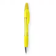 Długopis z zakreślaczem - żółty