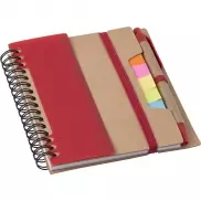 Zestaw do notatek, notatnik, długopis, linijka, karteczki samoprzylepne - czerwony