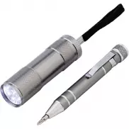 Zestaw narzędzi, latarka LED, śrubokręt wielofunkcyjny - srebrny