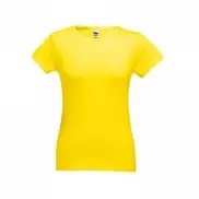 THC SOFIA. Damska koszulka bawełniana taliowana - Żółty - L