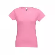 THC SOFIA. Damska koszulka bawełniana taliowana - Jasny różowy - L
