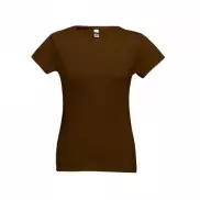THC SOFIA. Damska koszulka bawełniana taliowana - Ciemny brąz - S