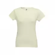 THC SOFIA. Damska koszulka bawełniana taliowana - Pastelowy żółty - L