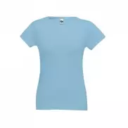 THC SOFIA. Damska koszulka bawełniana taliowana - Pastelowy niebieski - L