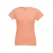 THC SOFIA. Damska koszulka bawełniana taliowana - Łososiowy - M