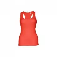 THC TIRANA. Damska bawełniana koszulka bez rękawów - Koralowy pomarańcz - XL
