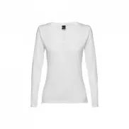 THC BUCHAREST WOMEN WH. T-shirt damski z długim rękawem taliowany - Biały - S