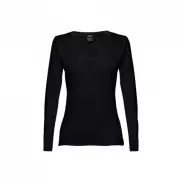 THC BUCHAREST WOMEN. Bawełniany T-shirt damski z długim rękawem taliowany - Czarny - L