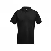 THC ADAM. Męska bawełniana koszulka polo z krótkim rękawem - Czarny - L
