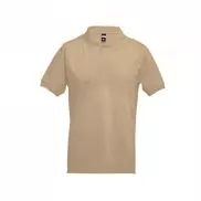 THC ADAM. Męska bawełniana koszulka polo z krótkim rękawem - Jasny brąz - L