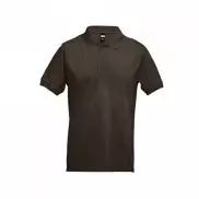 THC ADAM. Męska bawełniana koszulka polo z krótkim rękawem - Ciemny brąz - L